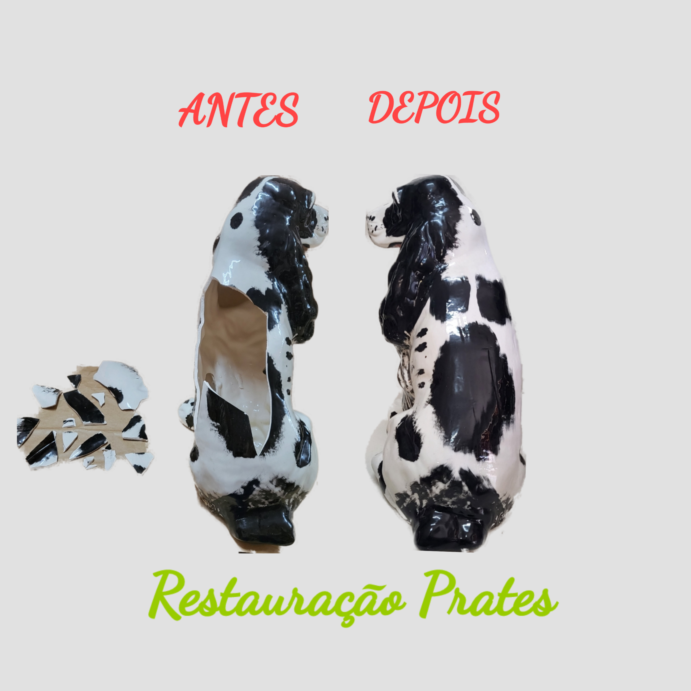 Restauração de estatueta antiga em ceramica