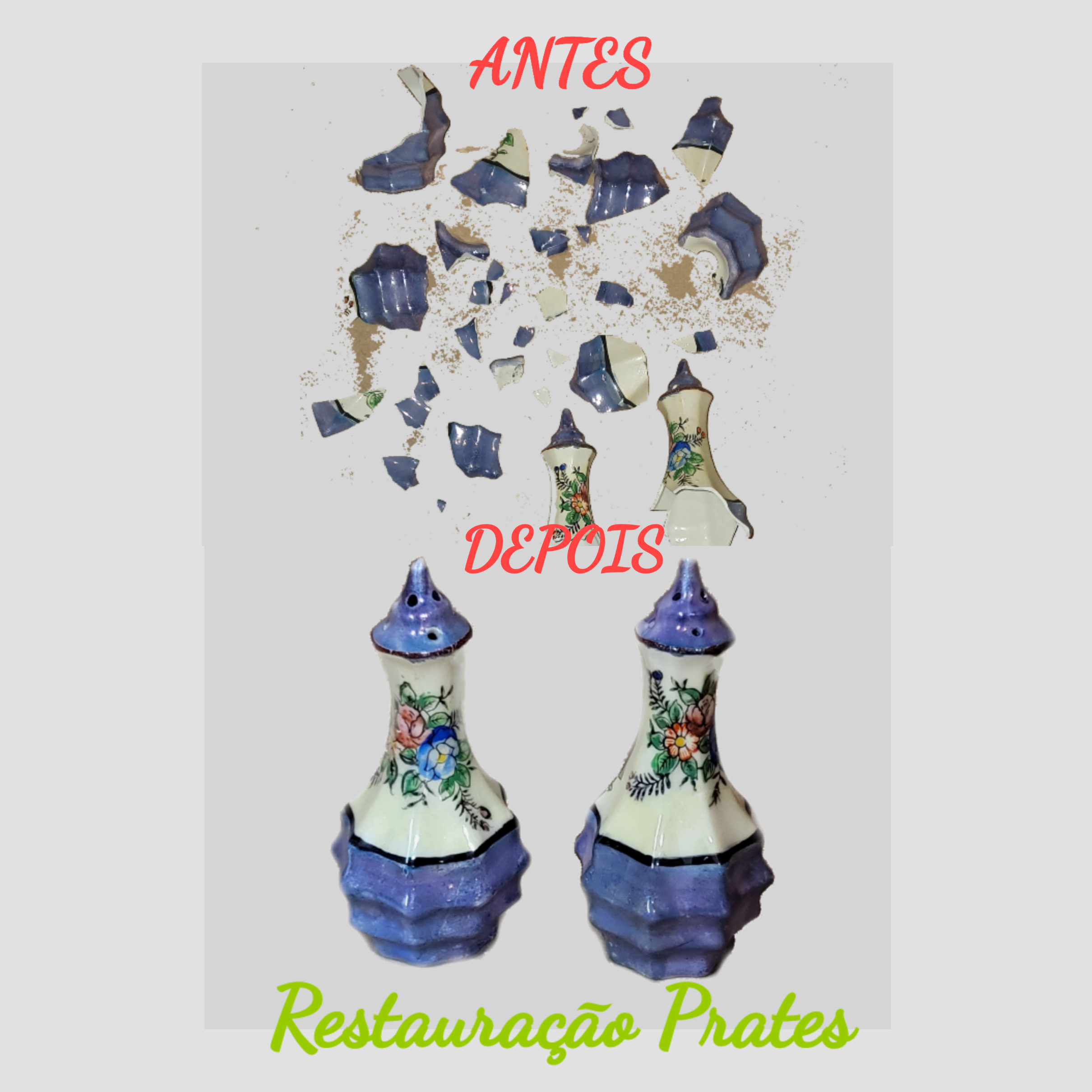 Restauração de galheteiro em porcelana antigo