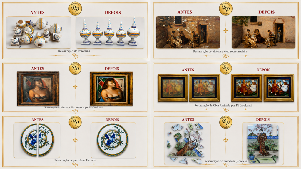 Restauração de quadros telas e molduras imagens sacras porcelanas estatuetas